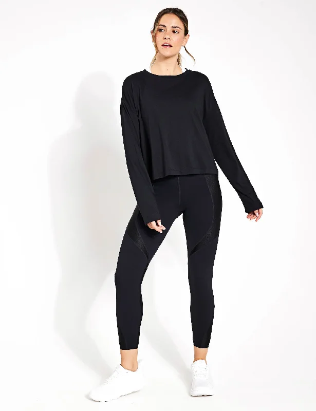 Essential Crop Long Sleeve T-Shirt - Black