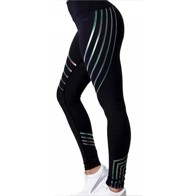 Women's Black&White Sports Leggings  Running Gym Fitness Pants Outdoor Athletic Pants IK88